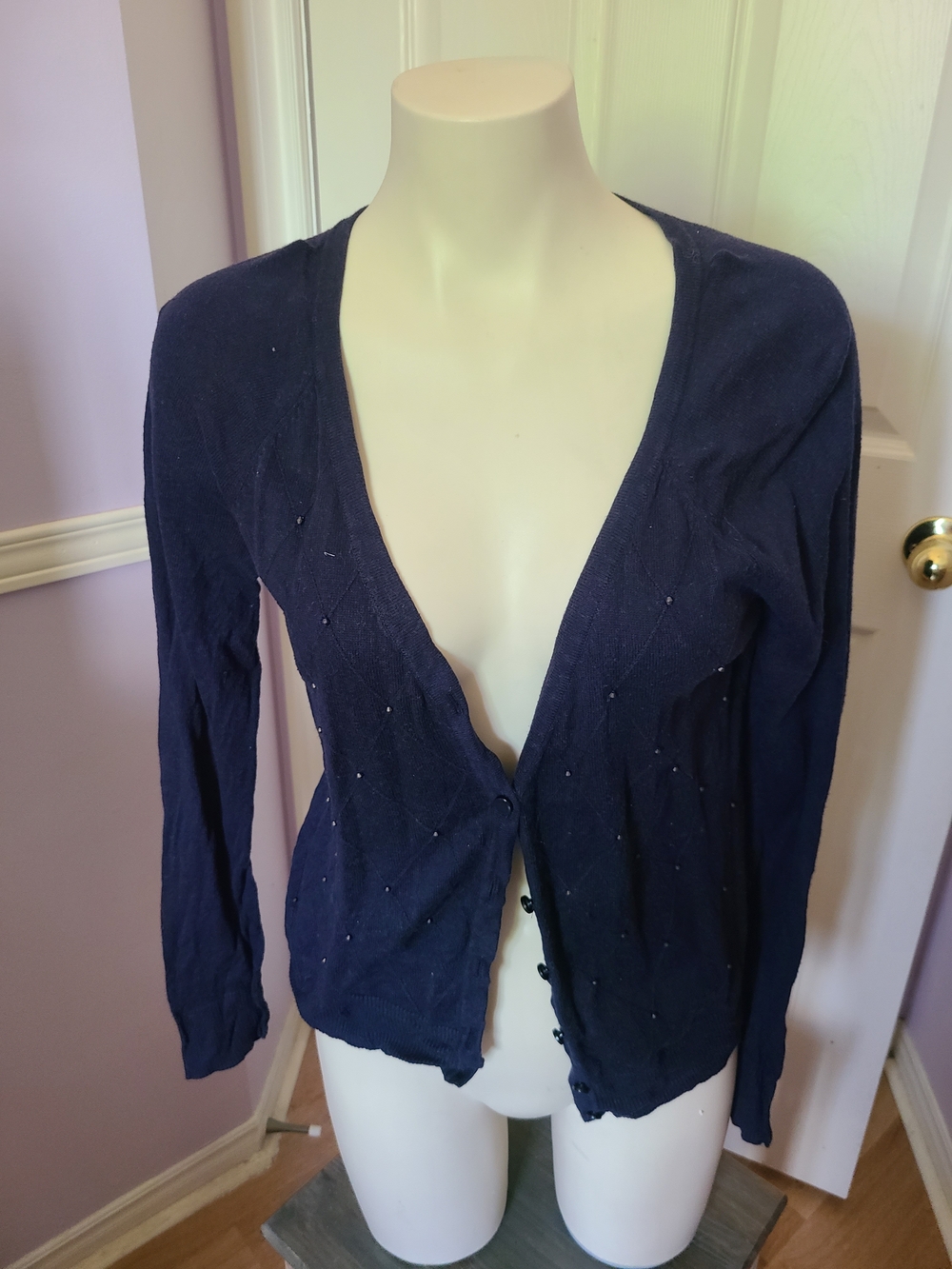 Merona Navy Blue V-Neck Button-Front Women's Cardigan